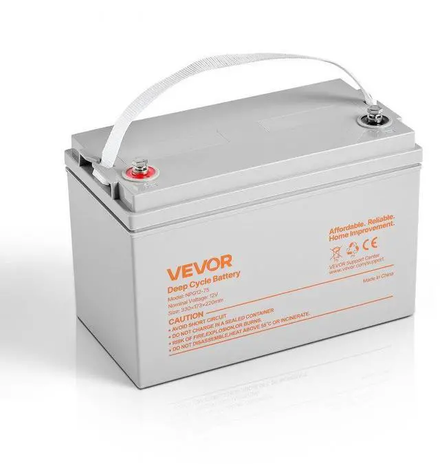 Main image of VEVOR 12V 75Ah Deep Cycle Battery Sealed AGM Rechargeable Lead Acid Battery Mobility