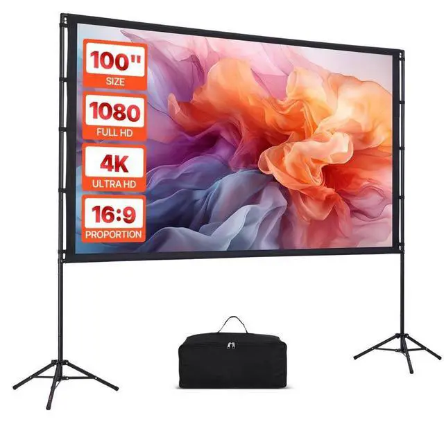 Main image of VEVOR Tripod Projector Screen with 2 Stands 100 Inch 160° Wide Angle 4K HD 16:9