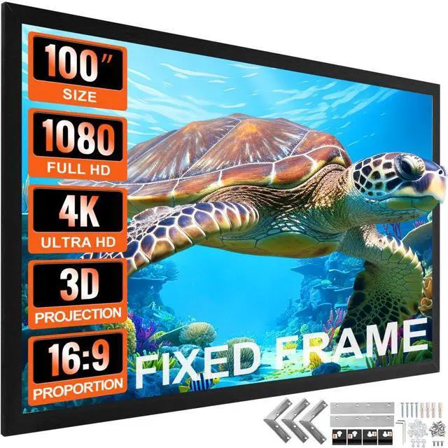 Alt view image 3 of 3 - VEVOR 100 16:9 Fixed Frame Projector Screen Hd 4k Home Theatre 3d Great Wholesale