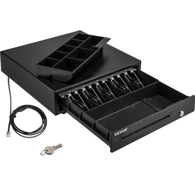 Alt view image 4 of 11 - VEVOR Cash Register Drawer, 16" 12 V, for POS System with 5 Bill 8 Coin Cash Tray, Removable Coin Compartment & 2 Keys Included, RJ11/RJ12 Cable for Supermarket, Bar, Coffee Shop, Restaurant