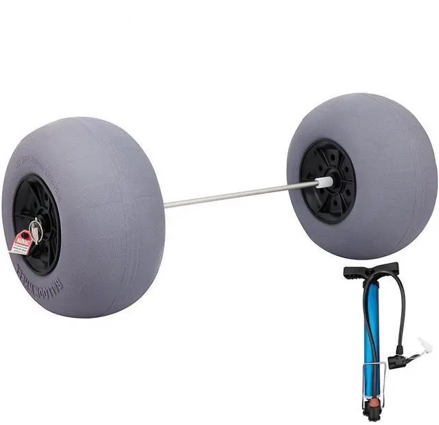Alt view image 2 of 2 - VEVOR Beach Balloon Wheels, 13" Replacement Sand Tires with 32" Stainless Steel Axle, TPU Cart Tires for Kayak Dolly, Canoe Cart and Buggy w/Free Air Pump, 2-Pack