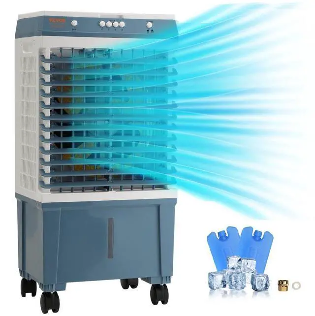 Alt view image 3 of 6 - VEVOR Evaporative Air Cooler, 1400 CFM, 84 Oscillating Swamp Cooler with 3 Speeds Adjustable Control, 5 Gal Portable Air Cooler for 550 Sq.ft, Indoor/Outdoor Use, FCC Listed