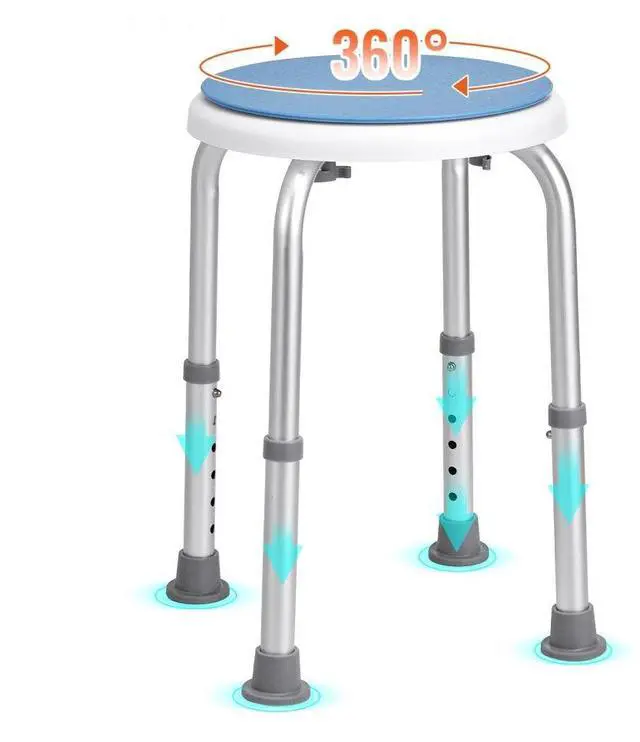 Alt view image 2 of 2 - VEVOR Shower Chair for Inside Shower, 360 Degree Swivel Shower Seat, Adjustable Height Shower Stool, Non-Slip Bench Bathtub Seat Stool for Elderly Disabled Adults Handicap, 300 lbs Capacity