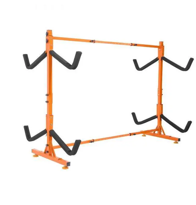 Alt view image 2 of 2 - VEVOR Freestanding Kayak Storage Rack, Kayak Stand for 4 Kayak Canoe Paddleboard, Heavy-duty Steel Kayak Hanger Holder with Padded Arms and Adjustable Width, 220LBS Max Load, for Indoor Outdoor Garage