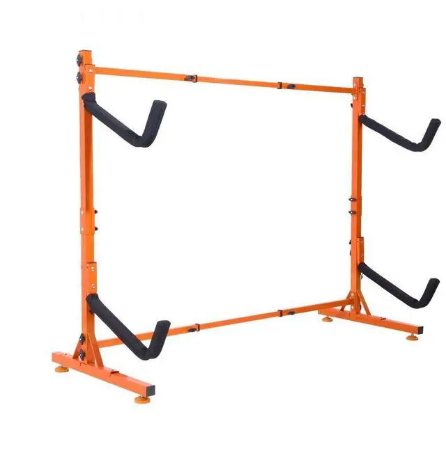 Alt view image 3 of 3 - VEVOR Freestanding Kayak Storage Rack, Kayak Stand for 2 Kayak Canoe Paddleboard, Heavy-duty Steel Kayak Hanger Holder with Padded Arms and Adjustable Width, 175LBS Max Load, for Indoor Outdoor Garage