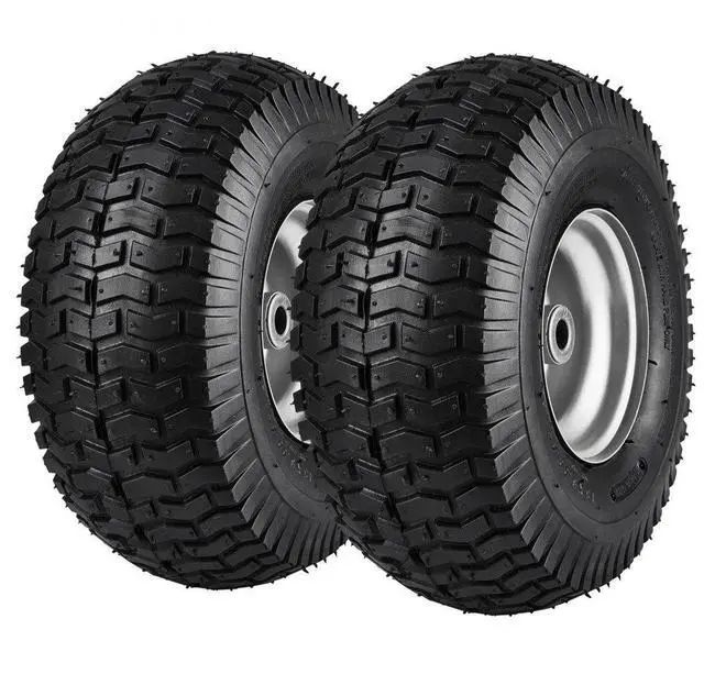 Alt view image 2 of 2 - VEVOR Lawn Mower Tires, 15x6-6" Lawn Tractor Tires, 2-Pack Tire and Wheel Assemblies, Turf Pneumatic Tires with 3" Centered Hub and 3/4" Bushing Size, 16 PCS Adapters for Riding Mowers Lawn Tractors