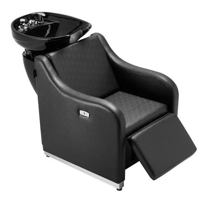 Alt view image 2 of 2 - VEVOR Shampoo Backwash Chair, 661.4LBS Loading Barbershop Hair Washing Station with Electric Adjustable Footrest & Ceramic Bowl, Backwash Salon Shampoo Chair, Beauty Spa Hairdressing Massage Equipment
