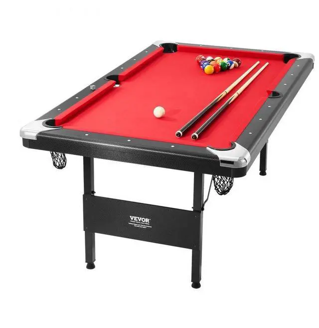 Alt view image 2 of 2 - VEVOR Billiards Table, 6.3 ft Pool Table, Portable Foldable Space-Saving Table, Billiard Table Set Includes Balls, Cues, Chalks and Brush, Black with Red Cloth, Perfect for Family Game Room Kid Adult