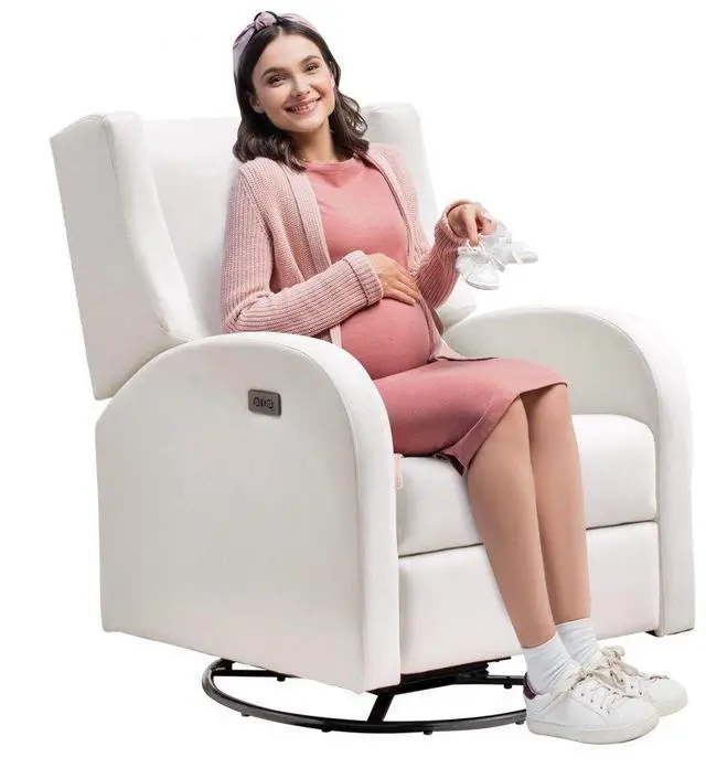 Main image of VEVOR Electronic Power Recliner and Swivel Glider, 250 lbs Weight Capacity Swivel Glider Recliner Chair with USB Port, Polyester Surface Swivel Rocker Recliner  for Living Room, Bedroom,  Off White