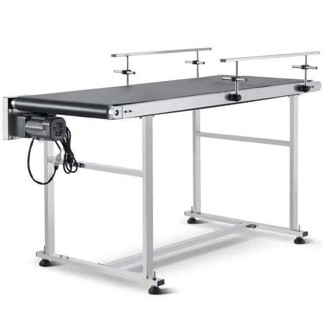 Main image of VEVOR Belt Conveyor, 59 x 23.6 inch Conveyor Table, Heavy Duty Stainless Steel Motorized Belt Conveyor for Inkjet Coding Applications Powered PVC Belt Anti-Static Adjustable Speed (Double Guardrail)
