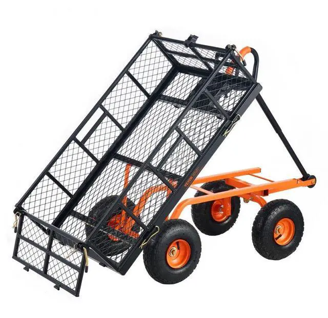 Alt view image 2 of 2 - VEVOR  Dump Cart, Metal Garden Dump Cart with Easy to Assemble Frame, Dump Wagon with 2-in-1 Convertible Handle, Utility Wheelbarrow 880 lbs Capacity, 10 inch Tires
