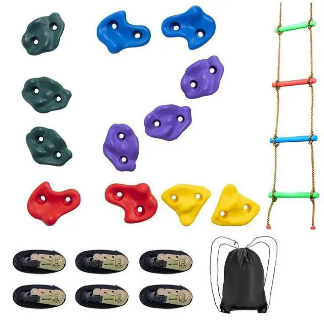 Alt view image 2 of 2 - VEVOR Ninja Tree Climbing Kit 12 Climbing Holds 6 Ratchet Straps Climbing Ladder