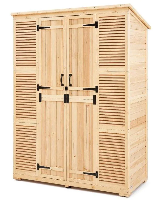Main image of Outdoor Wooden Storage Shed Waterproof Garden Tool Shed with Lock 58x78 inch