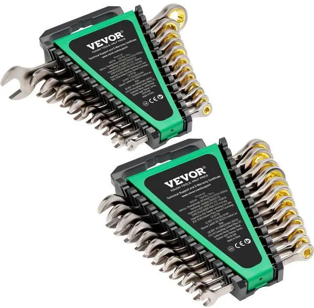 Main image of Combination Wrench Set 24 PCS SAE 1/4" to 7/8" Metric 8-19 mm Organizer Rack