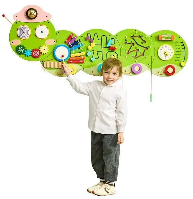 Alt view image 2 of 2 - VEVOR  Caterpillar Activity Wall Busy Board Panels 12 Activities Sensory Wall Toy