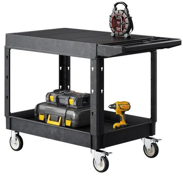 Alt view image 2 of 2 - VEVOR 2-shelf Utility Cart 550 lbs 37 x 25.4-inch Service Cart with Wheels