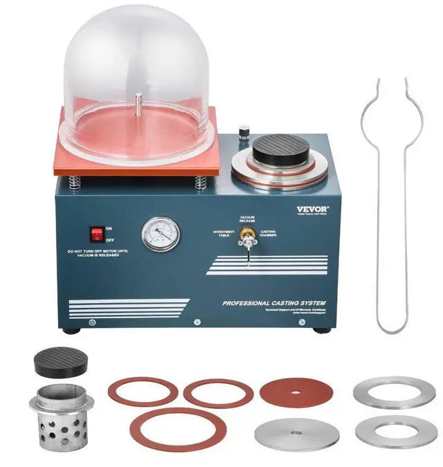 Main image of Vacuum Investing Casting Machine 290W Power 3 CFM Pump and Bell Jar for Jewelry