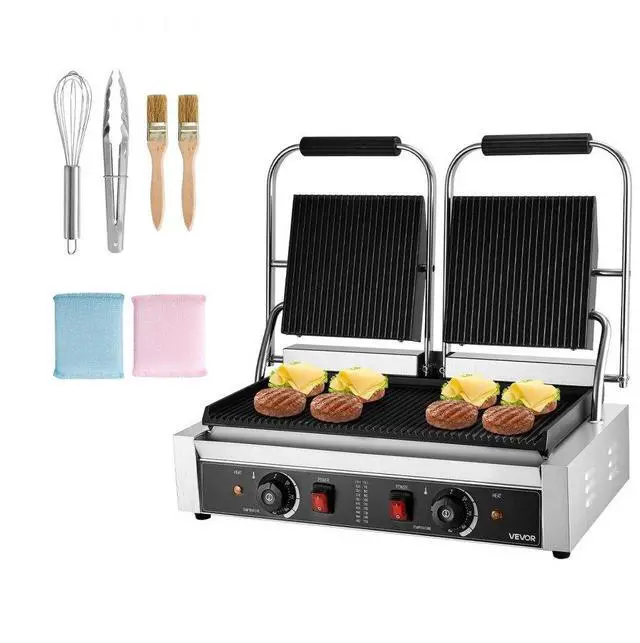 Alt view image 2 of 2 - VEVOR  Commercial Panini Press Grill Electric Sandwich Maker Griddle Plate 19"x9"