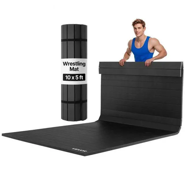 Main image of Wrestling Mat Roll-Up Martial Arts Mat 10x5 ft Gymnastics MMA Jiu Jitsu Mat