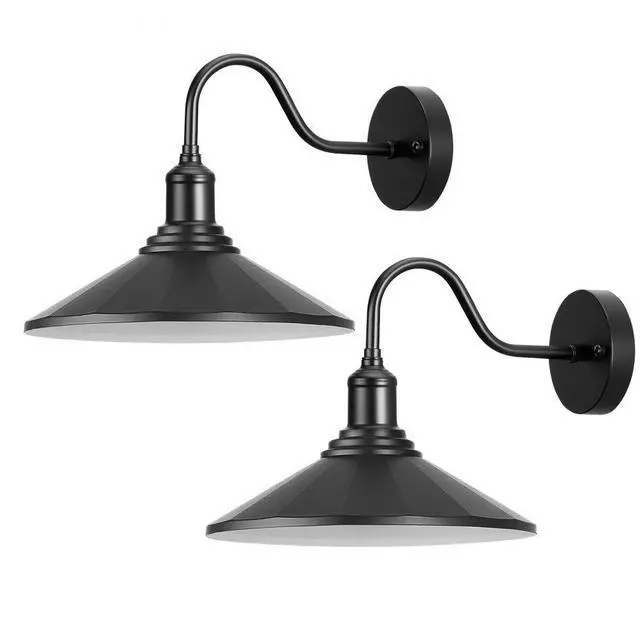 Main image of 2 PKS Outdoor Barn Light 11.5 in Farmhouse Gooseneck Wall Sconce Porch Black