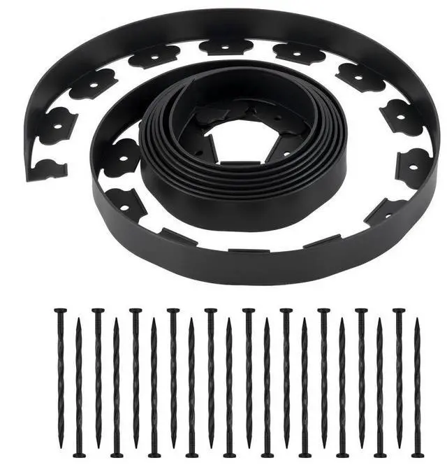 Main image of VEVOR Landscape Edging 20ft x 2in L-Shaped Durable Plastic Garden Border No Dig