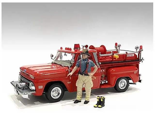Alt view image 10 of 12 - "Firefighters" 6 Piece Figure Set (4 Males 1 Dog 1 Accessory) For 1/24 Scale Models By American Diorama