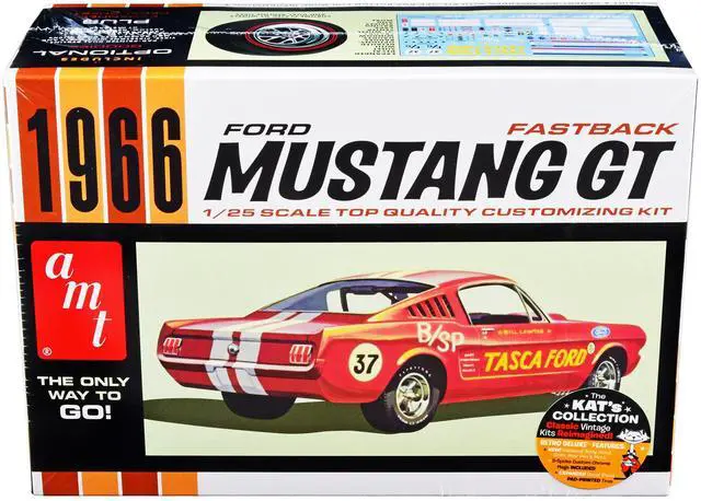Alt view image 5 of 8 - Skill 2 Model Kit 1966 Ford Mustang GT Fastback 1/25 Scale Model by AMT