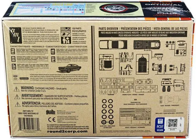 Alt view image 8 of 8 - Skill 2 Model Kit 1966 Ford Mustang GT Fastback 1/25 Scale Model by AMT