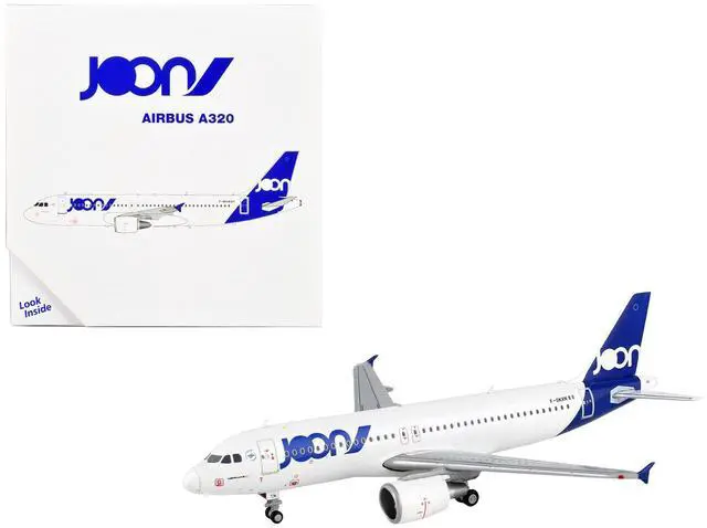 Alt view image 5 of 8 - Airbus A320 Commercial Aircraft "Joon" White with Blue Tail 1/400 Diecast Model Airplane by GeminiJets