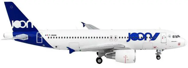 Alt view image 6 of 8 - Airbus A320 Commercial Aircraft "Joon" White with Blue Tail 1/400 Diecast Model Airplane by GeminiJets
