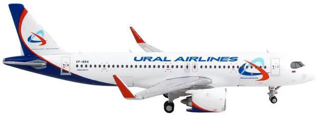 Alt view image 5 of 5 - Airbus A320neo Commercial Aircraft "Ural Airlines" White with Blue Tail 1/400 Diecast Model Airplane by GeminiJets