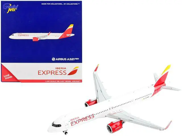 Alt view image 4 of 5 - Airbus A321neo Commercial Aircraft "Iberia Express" White with Red Tail 1/400 Diecast Model Airplane by GeminiJets