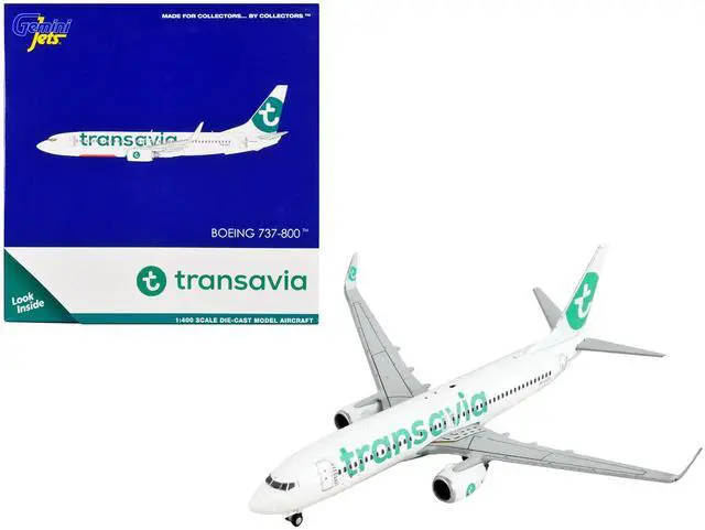 Alt view image 4 of 5 - Boeing 737-800 Commercial Aircraft "Transavia Airlines" White with Green Tail 1/400 Diecast Model Airplane by GeminiJets