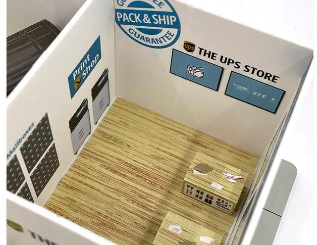 Alt view image 10 of 10 - The UPS Store Diorama "Mechanic's Corner" for 1/64 Scale Models by Greenlight