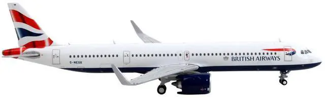 Alt view image 5 of 6 - Airbus A321neo Commercial Aircraft "British Airways" White with Tail Stripes 1/400 Diecast Model Airplane by GeminiJets