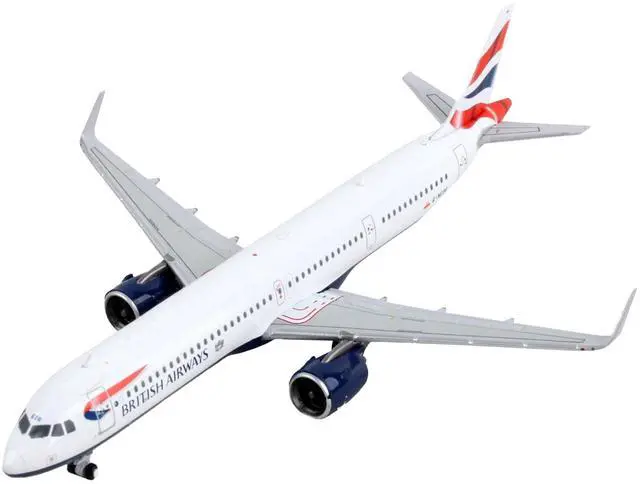 Alt view image 6 of 6 - Airbus A321neo Commercial Aircraft "British Airways" White with Tail Stripes 1/400 Diecast Model Airplane by GeminiJets