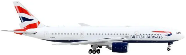 Alt view image 5 of 6 - Boeing 777-200ER Commercial Aircraft "British Airways" White with Tail Stripes 1/400 Diecast Model Airplane by GeminiJets