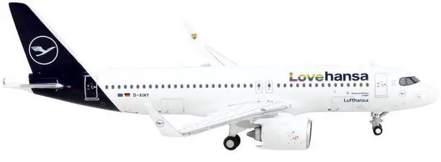 Alt view image 5 of 5 - Airbus A320neo Commercial Aircraft "Lufthansa - Lovehansa" White with Dark Blue Tail 1/400 Diecast Model Airplane by GeminiJets
