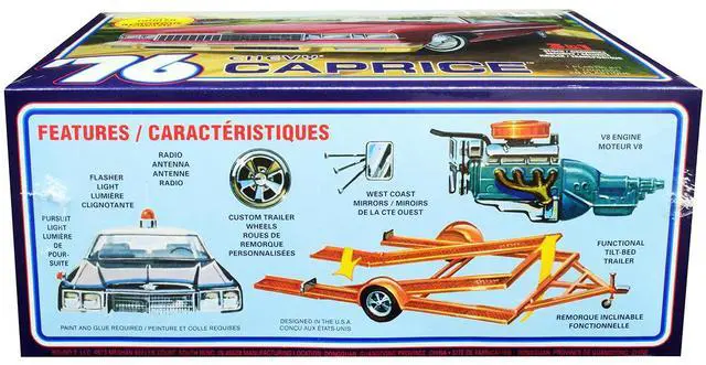 Alt view image 11 of 13 - Skill 2 Model Kit 1976 Chevrolet Caprice with Trailer 3-in-1 Kit 1/25 Scale Model by MPC