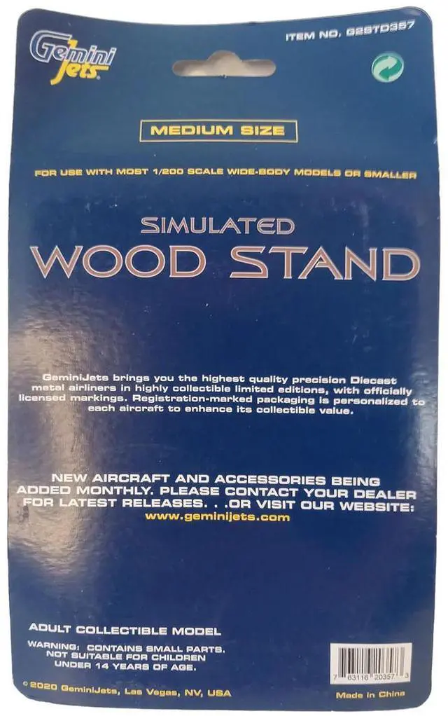 Alt view image 6 of 6 - Simulated Wood Display Stand (Medium Size) for 1/200 Scale Models by GeminiJets