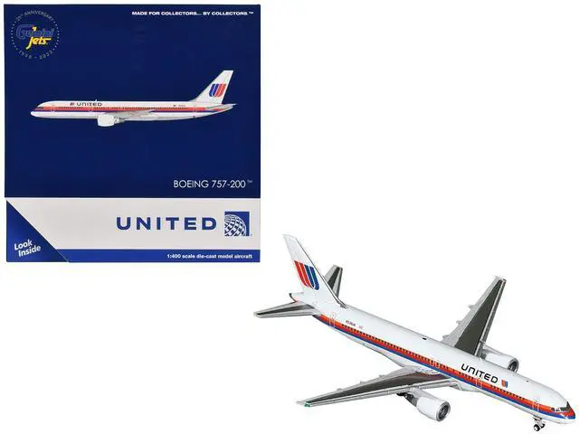 Alt view image 4 of 6 - Boeing 757-200 Commercial Aircraft "United Airlines" (N536UA) White with Stripes 1/400 Diecast Model by GeminiJets