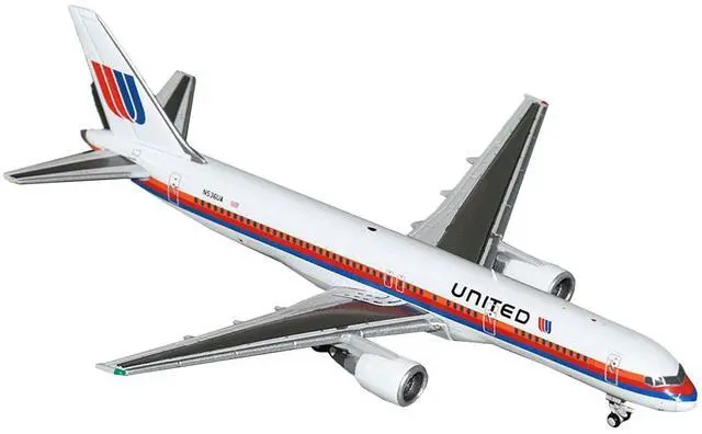Alt view image 5 of 6 - Boeing 757-200 Commercial Aircraft "United Airlines" (N536UA) White with Stripes 1/400 Diecast Model by GeminiJets