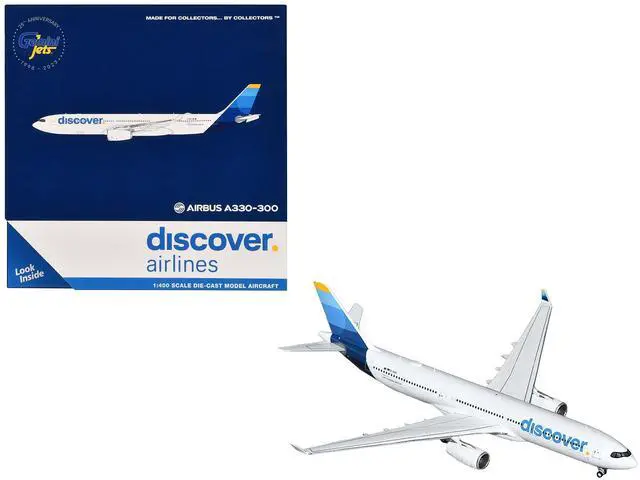 Alt view image 4 of 6 - Airbus A330-300 Commercial Aircraft "Discover Airlines" (D-AIKK) White with Blue Tail 1/400 Diecast Model by GeminiJets