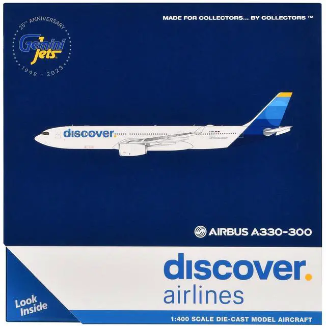 Alt view image 6 of 6 - Airbus A330-300 Commercial Aircraft "Discover Airlines" (D-AIKK) White with Blue Tail 1/400 Diecast Model by GeminiJets