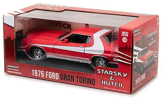 Alt view image 8 of 8 - 1976 Ford Gran Torino Red with White Stripes "Starsky and Hutch" (1975-1979) TV Series 1/24 Diecast Model Car by Greenlight