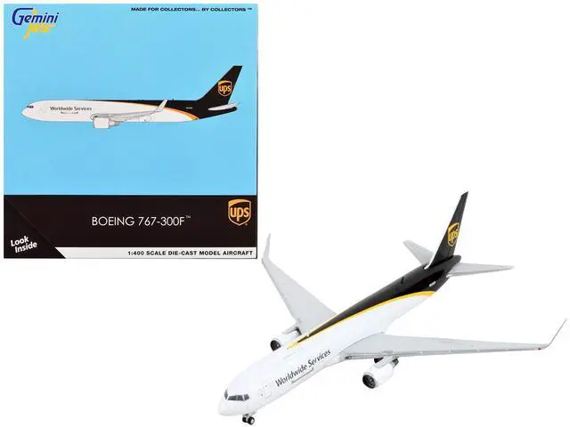 Alt view image 4 of 4 - Boeing 767-300F Commercial Aircraft "UPS Worldwide Services" White w/Dark Brown Tail 1/400 Diecast Model Airplane by GeminiJets