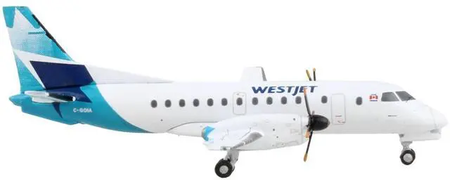 Alt view image 5 of 6 - Saab 340B Commercial Aircraft "WestJet Airlines" White with Blue Tail 1/400 Diecast Model Airplane by GeminiJets