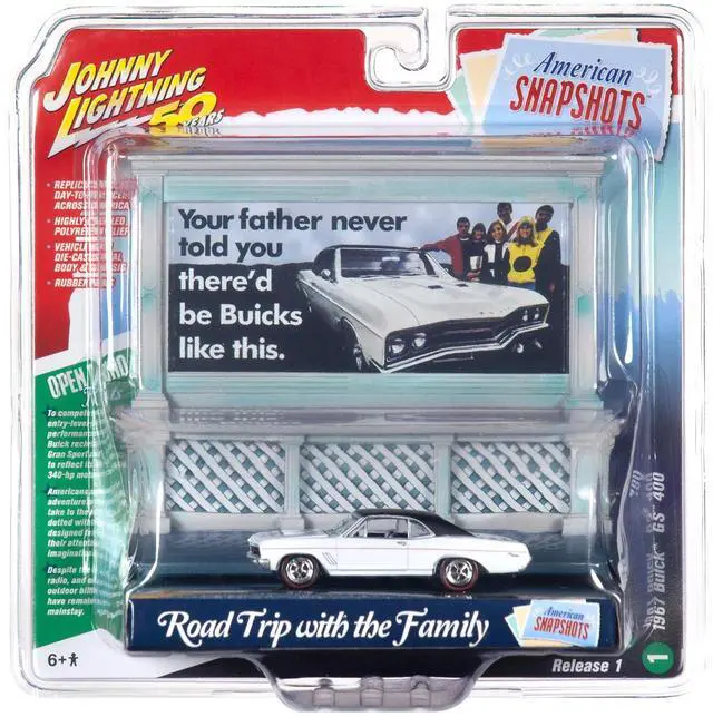 Alt view image 9 of 9 - 1967 Buick GS 400 White with "Buick" City Billboard "Johnny Lightning 50th Anniv." 1/64 Diecast Car by Johnny Lightning