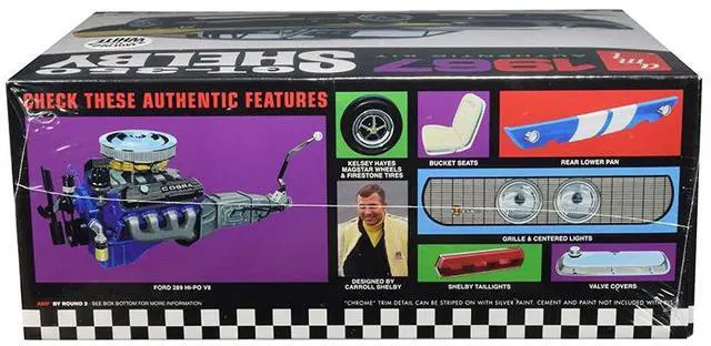 Alt view image 7 of 9 - Skill 2 Model Kit 1967 Ford Mustang Shelby GT350 White 1/25 Scale Model by AMT