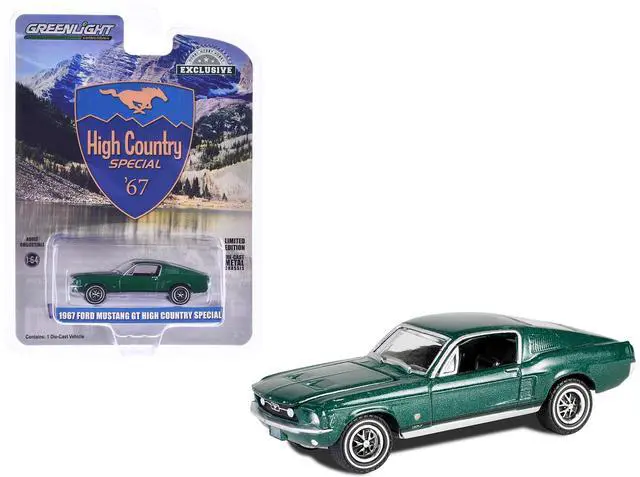 Alt view image 7 of 9 - 1967 Ford Mustang GT Fastback "High Country Special" Timberline Green Metallic 1/64 Diecast Model Car by Greenlight